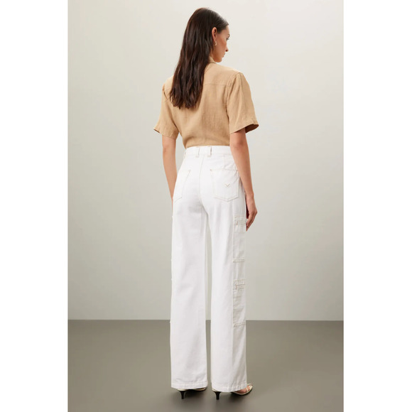 Hudson High-Rise‎ Welt Pocket Cargo Wide Leg Jean White Sz 24 - Picture 3 of 15